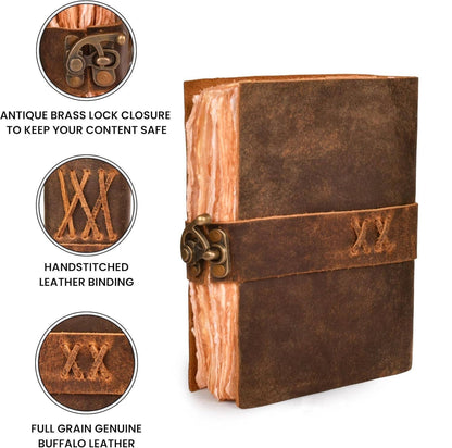 Handmade Leather Journal with C-Lock Unlined Deckle