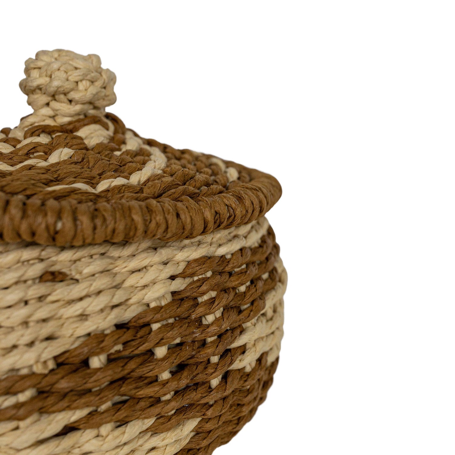 Hand-Woven Rope Basket with Lid, Fall Decor