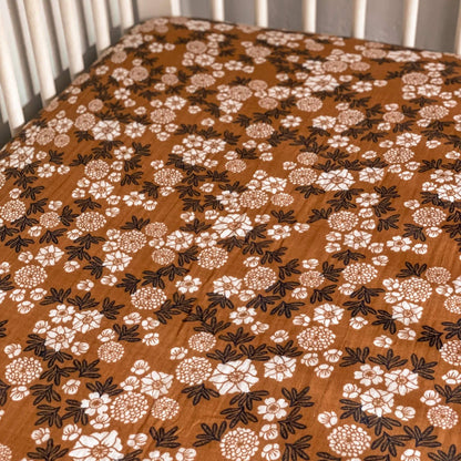 Vintage Print Muslin Crib Sheet