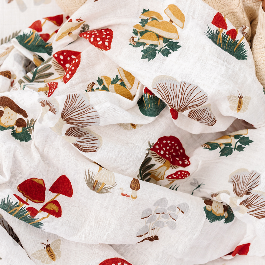 Mushroom Muslin Cotton Swaddle Blanket