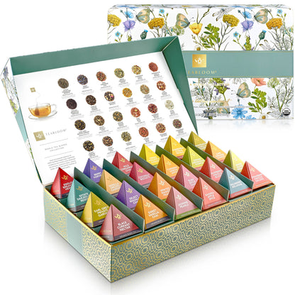 Teabloom World Pyramid Tea Collection, 24 Organic Teas