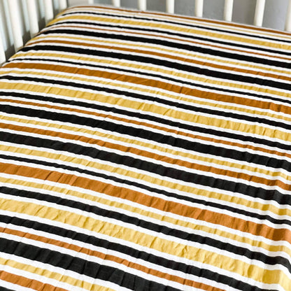 Autumn Stripe Muslin Crib Bottom Sheet