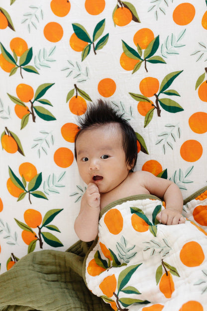 California Oranges Square Muslin Blanket