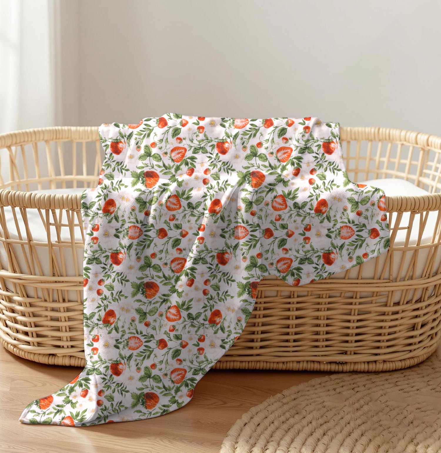 Muslin Cotton Swaddle Blanket in Strawberry Fields