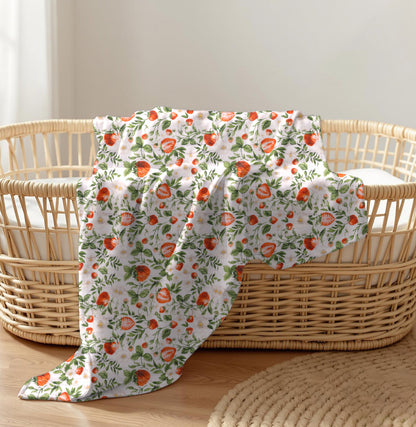 Muslin Cotton Swaddle Blanket in Strawberry Fields