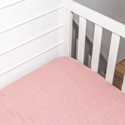 Muslin Cotton Crib Fitted Sheet in Signature Colors