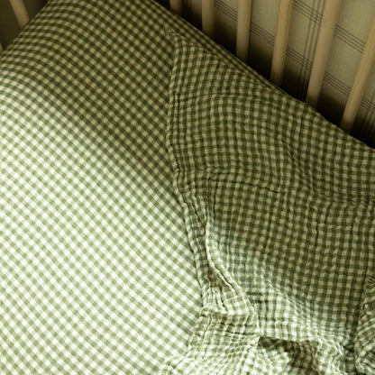 Muslin Cotton Crib Fitted Sheet in Gingham