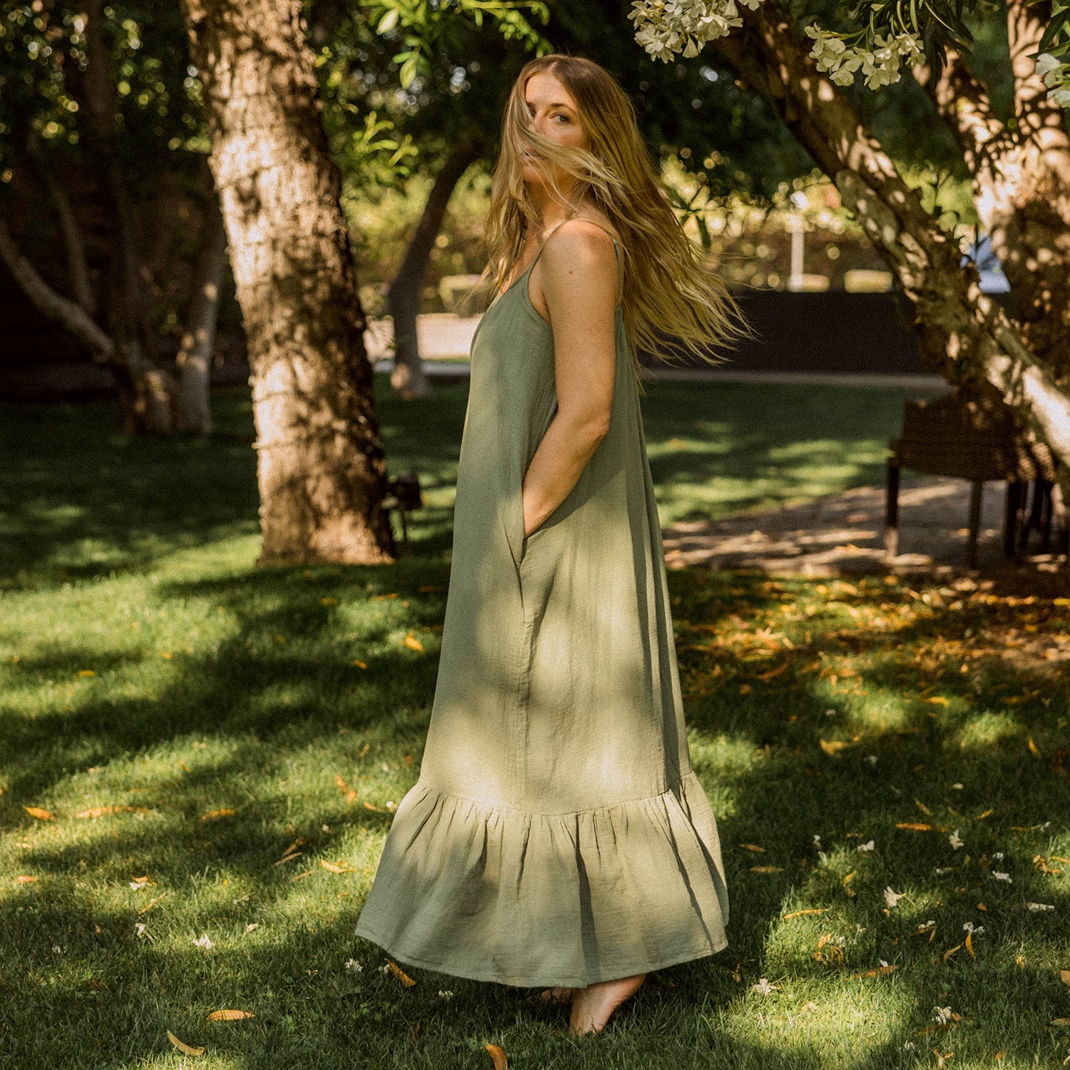 Muslin Cotton Maxi Dress with Classic Strap