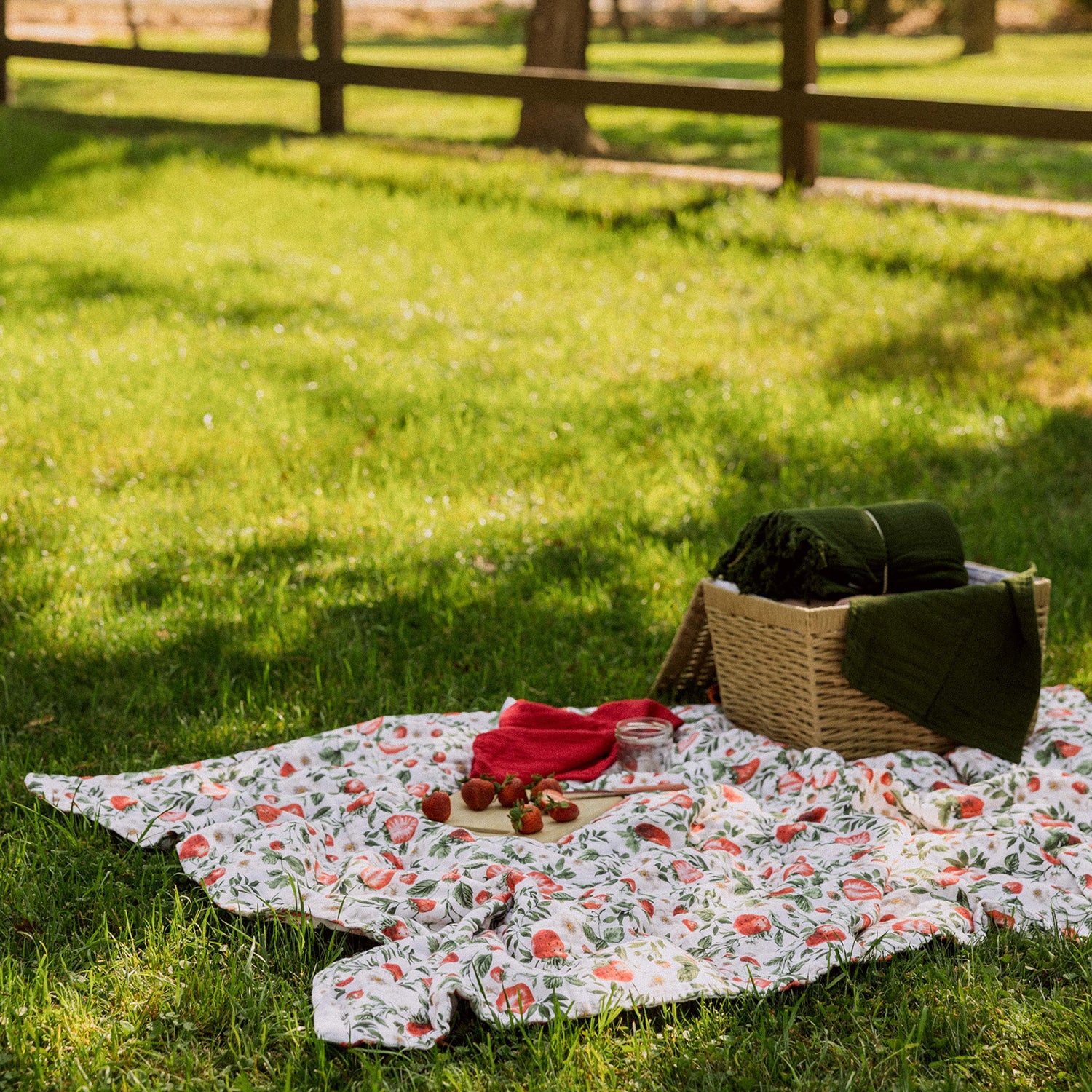 Strawberry Fields Muslin Cotton Throw Blanket (Pre-sale)