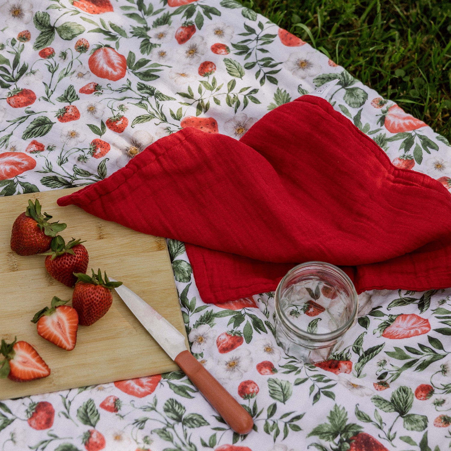 Strawberry Fields Muslin Cotton Throw Blanket (Pre-sale)