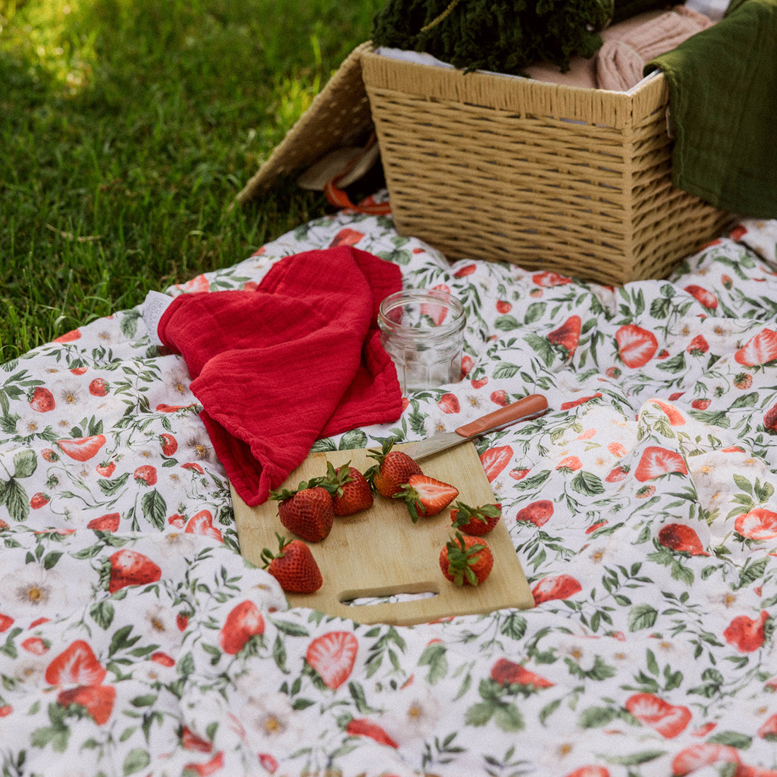 Strawberry Fields Muslin Cotton Throw Blanket (Pre-sale)