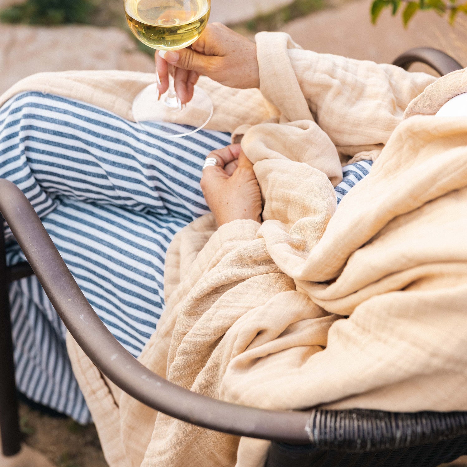 Oversized Breeze Muslin Cotton Throw in Sand