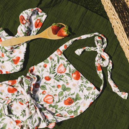 Strawberry Fields Muslin Cotton Apron (Pre-sale)