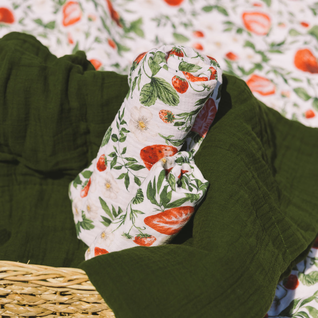 Strawberry Fields Muslin Cotton Wash Cloths (Set of 2) (Pre-sale)