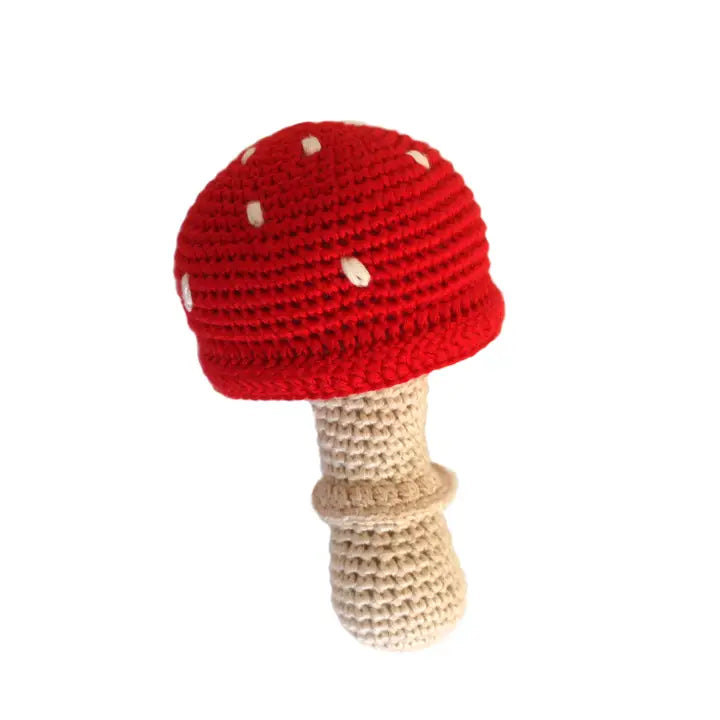 Organic Mushroom Crochet Rattle